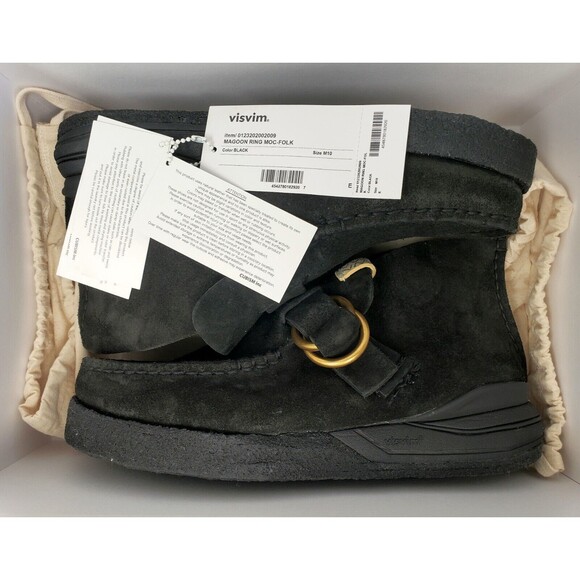 VISVIM Magoon Ring Moc Folk Men\'s Suede Ankle Boots in Black Size 10 main image 4